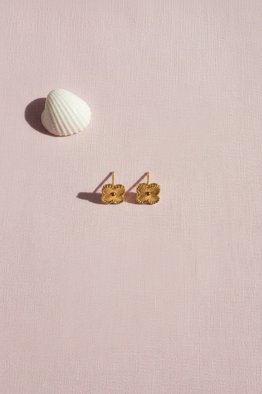 Golden Clover Studs Earrings