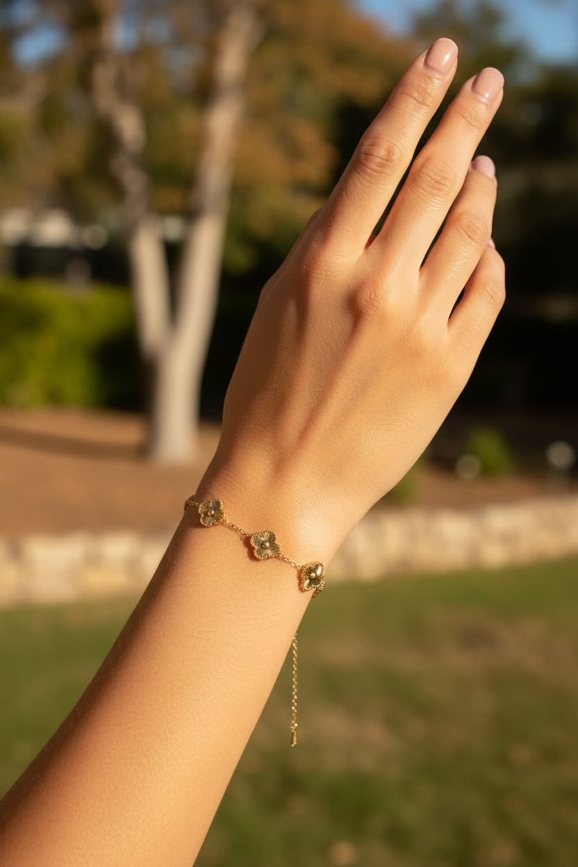 Four Leaf Gold Clover Bracelet