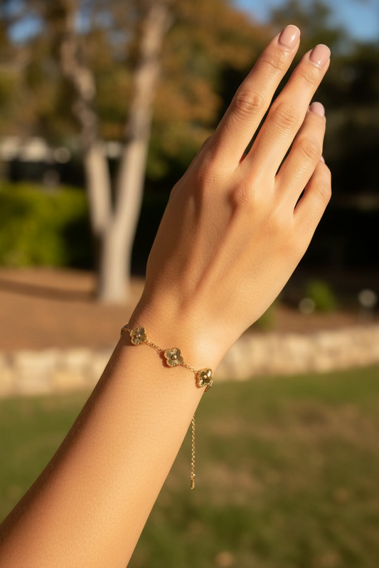 Four Leaf Gold Clover Bracelet