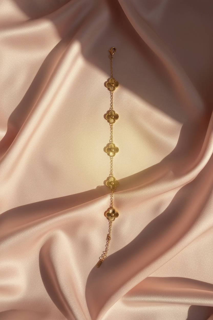 Four Leaf Gold Clover Bracelet