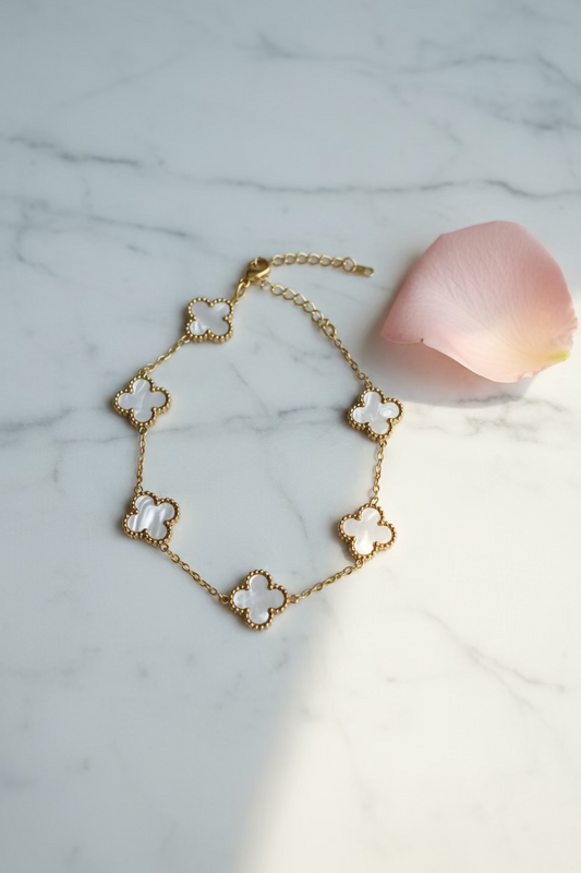 Four Leaf White Clover Bracelet