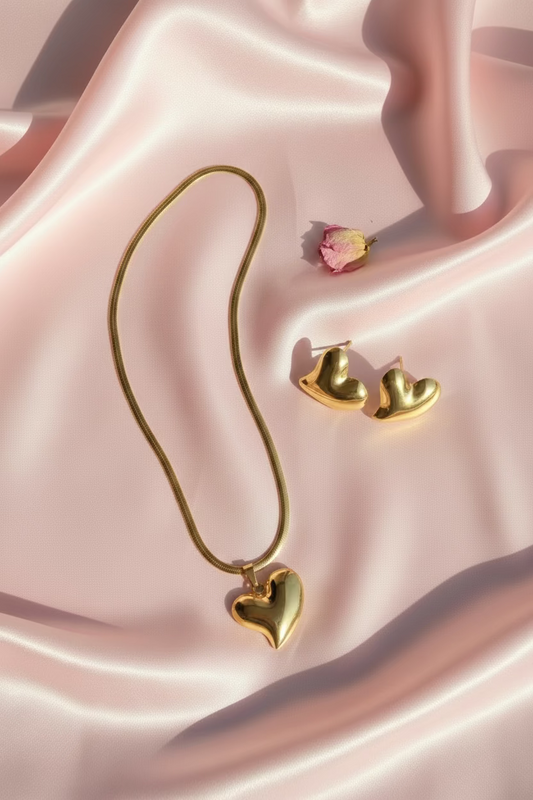 Heart Shaped Necklace and Earring Set