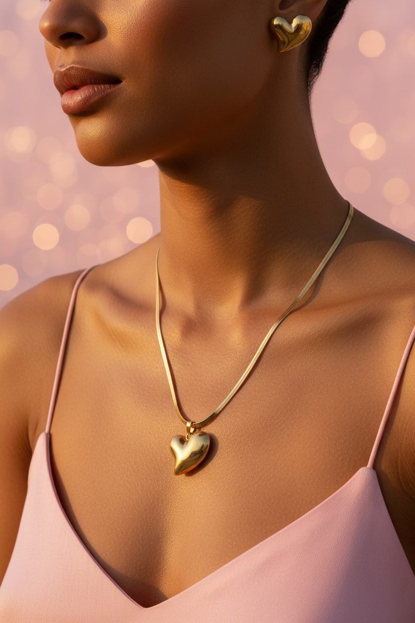 Heart Shaped Necklace and Earring Set