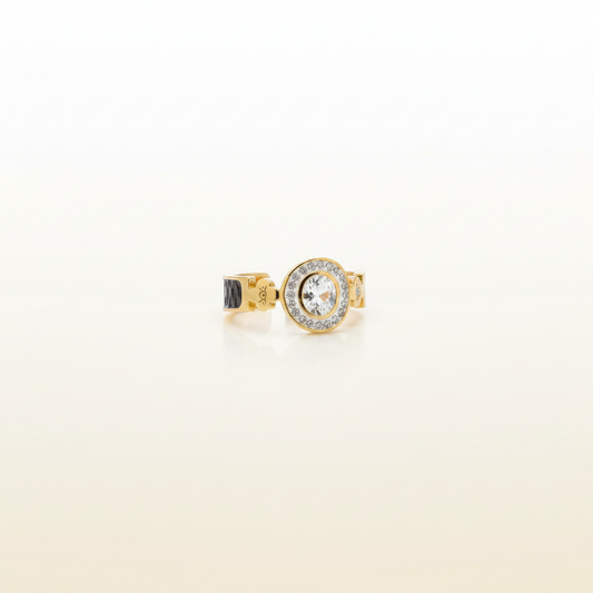 Gold Ring on Cream Background